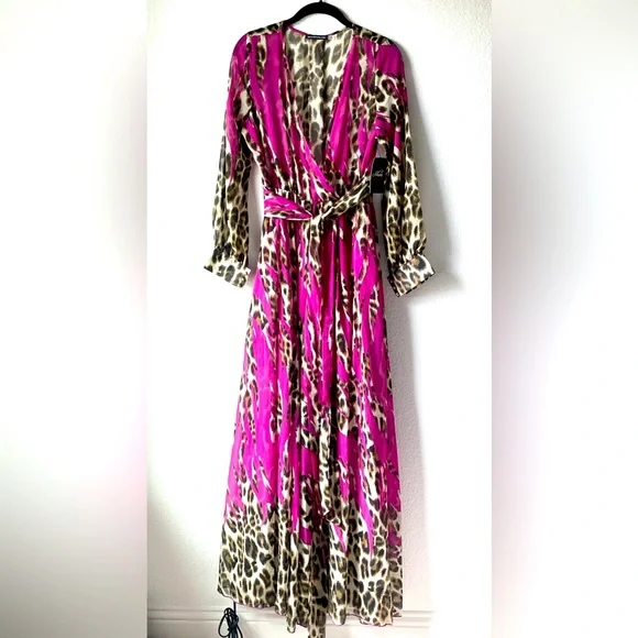 slim fit dress slacks Leopard Sweetheart A Line Chiffon Ruffled Long Prom Dresses with Appliques, Leopard / 00 main image 1